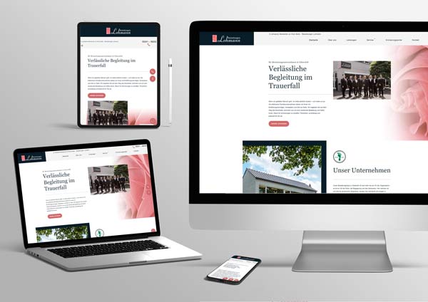 MockUp von der Website von Bestattugen Lohmann